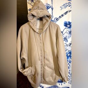 Brandy Melville Beige Full Zipped Hoodie